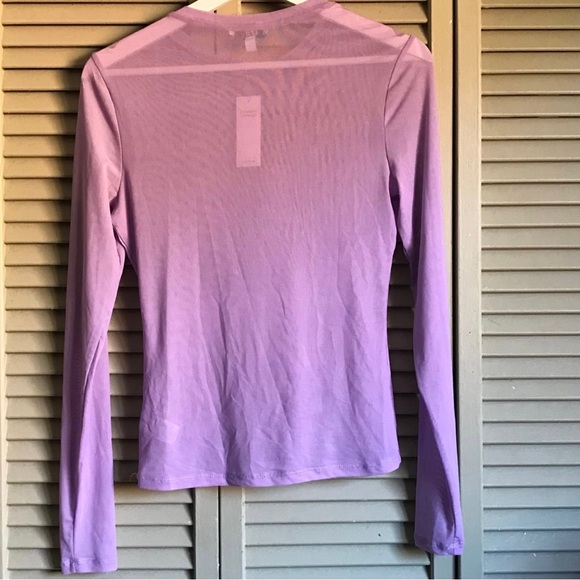 Afrm los angeles sunny purple lavender mesh sheer long sleeve top - Picture 5 of 7